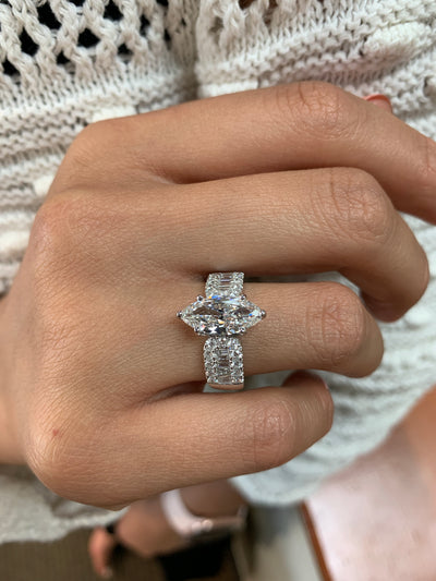 Custom Marquise Engagement Ring in 14kt White Gold