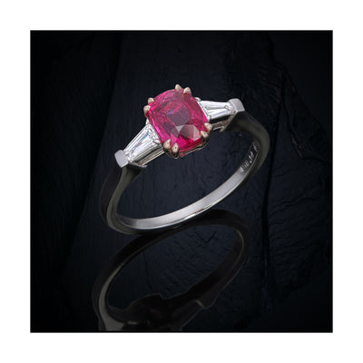 Custom Ruby Center 3 Stone Engagement Ring