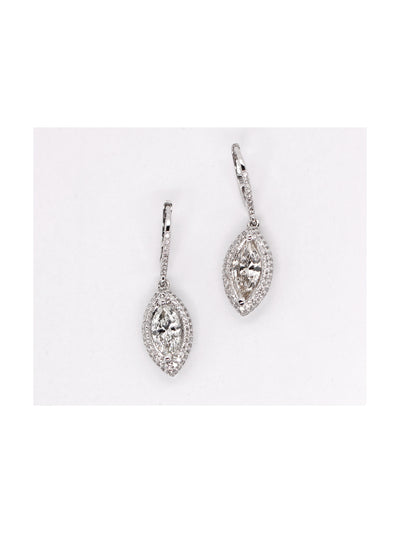 Custom Marquise Leverback Halo Diamond Earrings