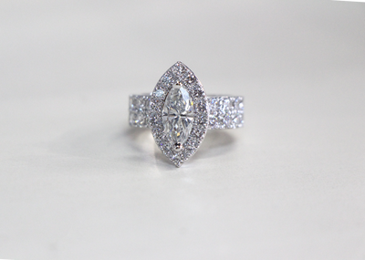 Custom Order Marquise-Center Diamond Wedding Set