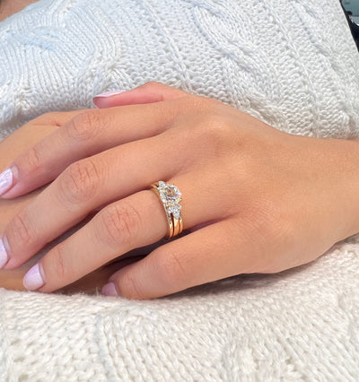 Ethereal Radiance: Custom Round Wedding Set in 14kt Yellow Gold