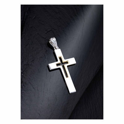 Custom Two Tone 14k Cross Pendant