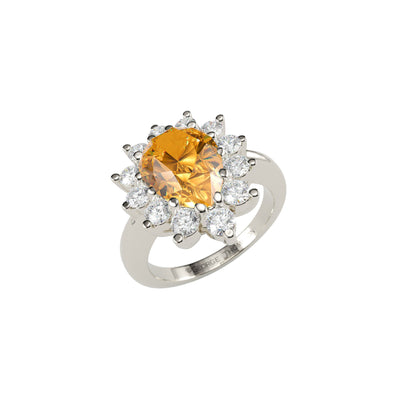 Custom Pear-Shaped Citrine Engagement Ring in 14kt White Gold