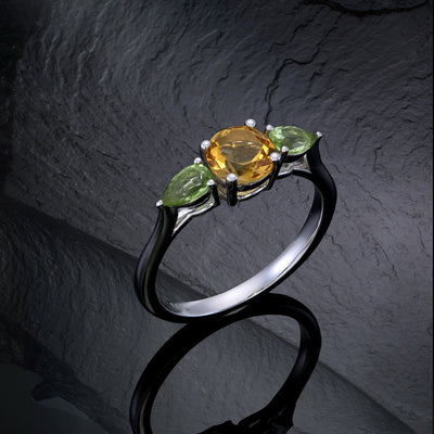 Custom 3 Stone Citrine Engagement Ring