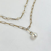 Paperclip Pearl Necklace