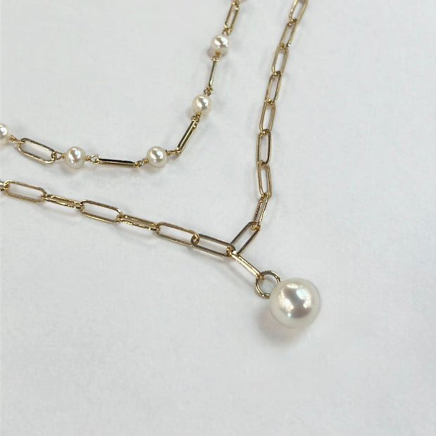 Paperclip Pearl Necklace