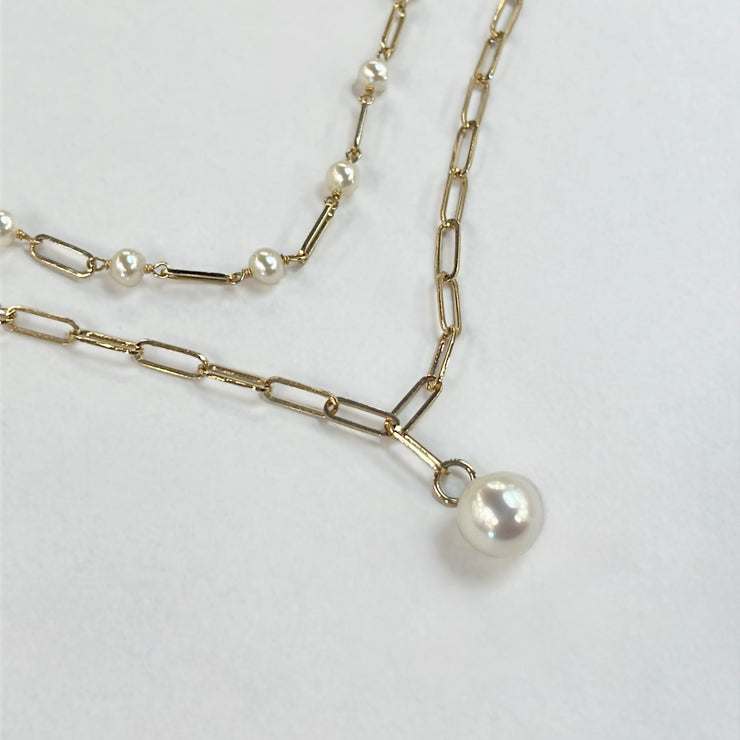 Paperclip Pearl Necklace