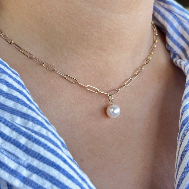 Paperclip Pearl Necklace