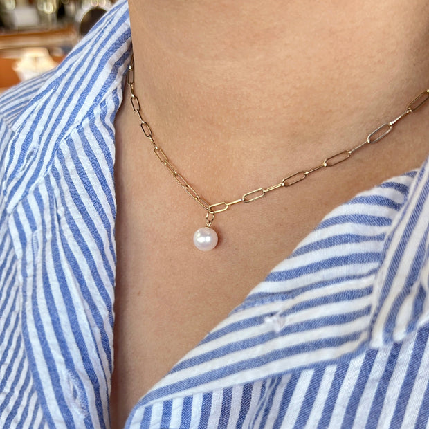 Paperclip Pearl Necklace