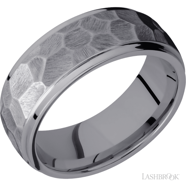 8 mm wide Domed Stepped Down Edges Tantalum band.