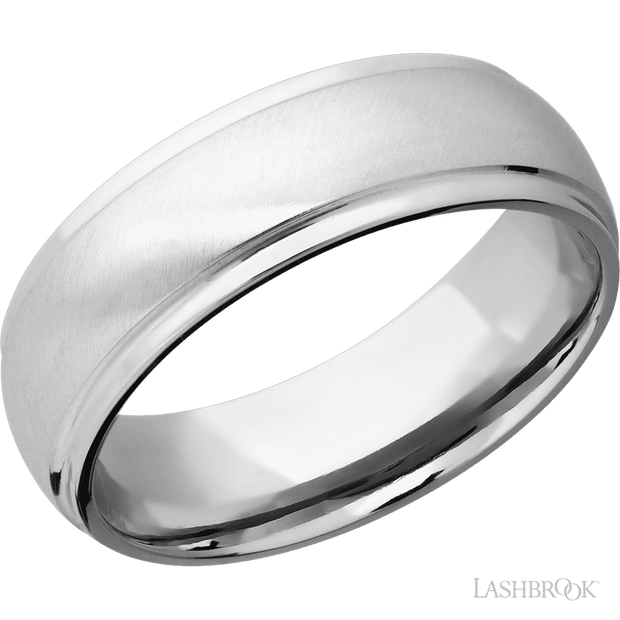 7 mm wide Domed Stepped Down Edges Cobalt Chrome band.