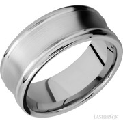 9 mm wide Concaved Center Round Edges 14K White Gold band.