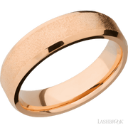 6 mm wide Beveled 14K Rose Gold band.