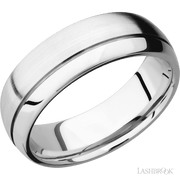 7 mm wide Domed with Off Center Accent Groove 14K White Gold band.