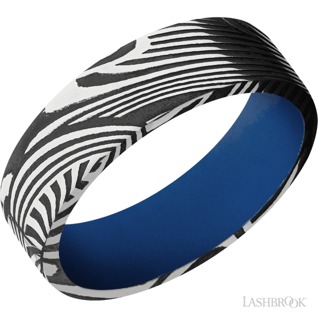7 mm wide Flat Sunset band featuring a Royal Blue sleeve.