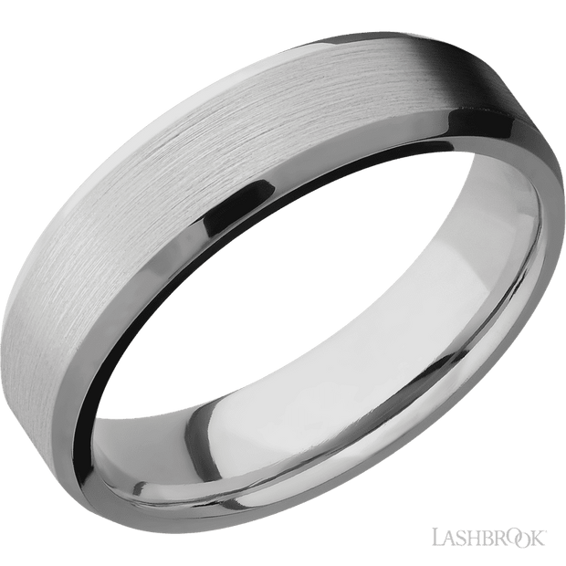 6 mm wide Beveled Titanium band.