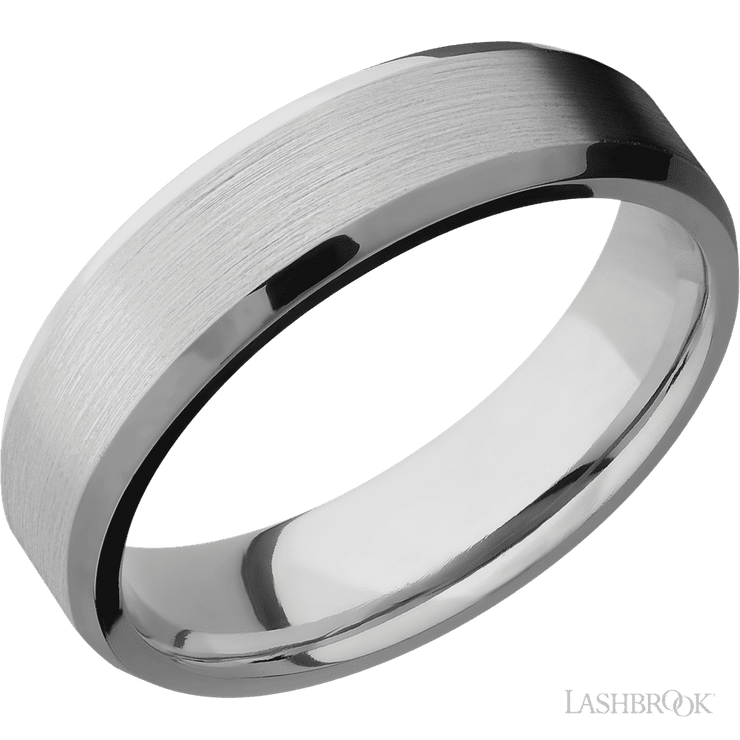 6 mm wide Beveled Titanium band.