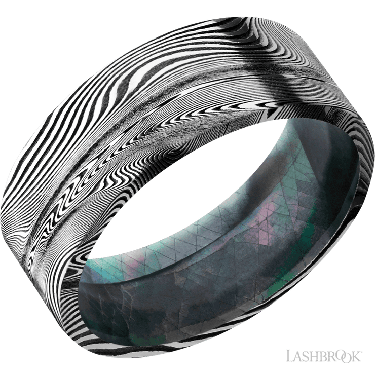 8 mm wide Flat Tightweave band featuring a Black Mother of Pearl sleeve.