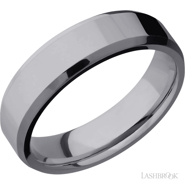 6 mm wide Beveled Tantalum band.