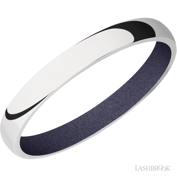 3 mm wide Domed 10K White Gold band featuring a Crushed Orchid sleeve.