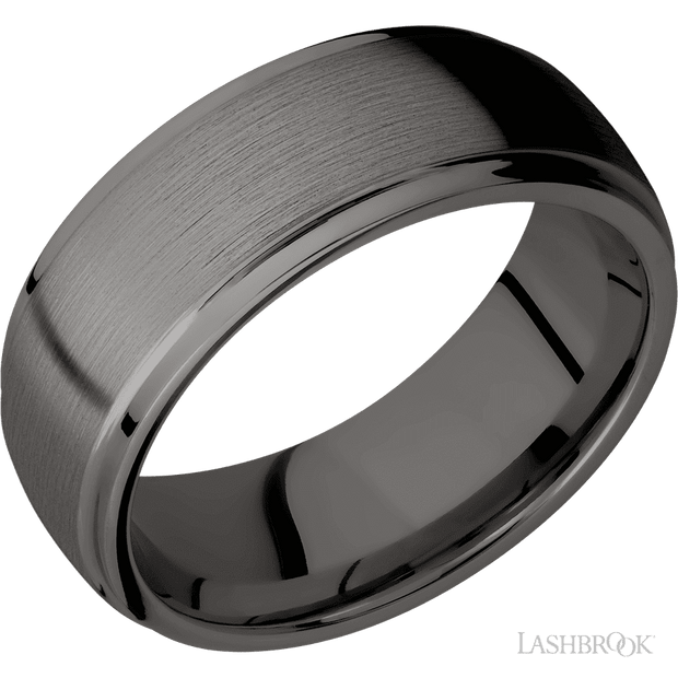 8 mm wide Domed Stepped Down Edges Tantalum Noir band.