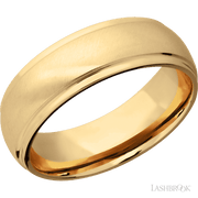 7 mm wide Domed Stepped Down Edges 14K Yellow Gold band.