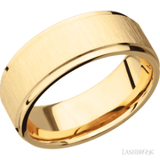 8 mm wide Flat Grooved Edges 14K Yellow Gold band.