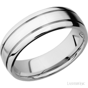 7 mm wide Domed with two accent grooves 14K White Gold band.