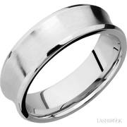 7 mm wide Concave Bevel 14K White Gold band.