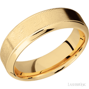 7 mm wide High Bevel Milgrain 14K Yellow Gold band.