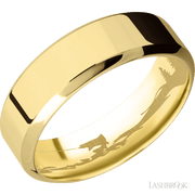 7 mm wide High Bevel 14K Yellow Gold band.