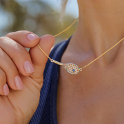 Gold Racket with Ball Necklace
