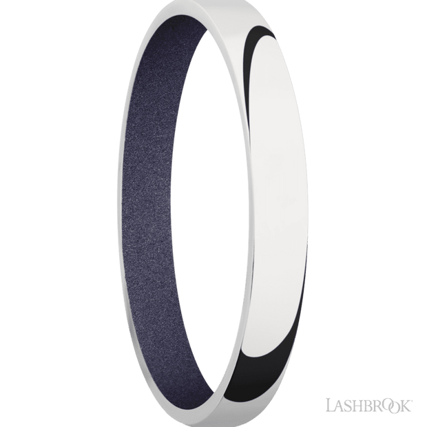 3 mm wide Domed 10K White Gold band featuring a Crushed Orchid sleeve.