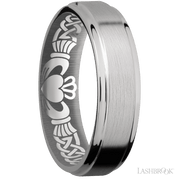 6 mm wide Flat Grooved Edges Titanium band.