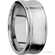 9 mm wide Concaved Center Round Edges 14K White Gold band.