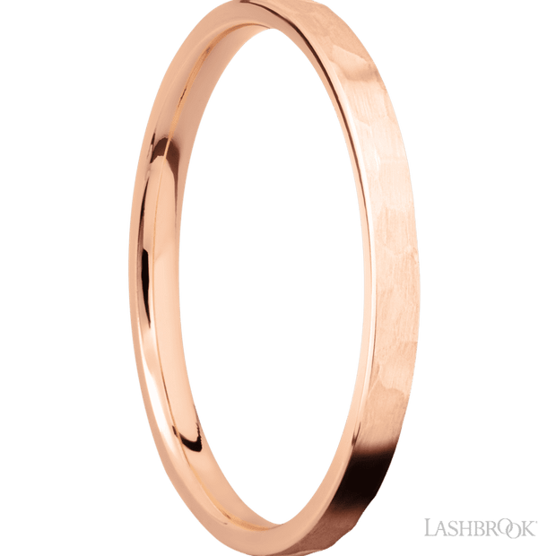 2 mm wide Flat 14K Rose Gold band.