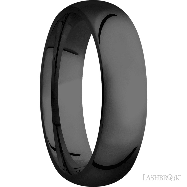 6 mm wide Domed Zirconium band.