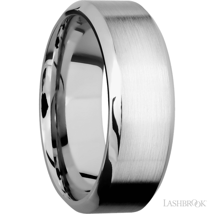 8 mm wide High Bevel 14K White Gold band.