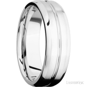 7 mm wide Beveled with Center Accent Groove 14K White Gold band.