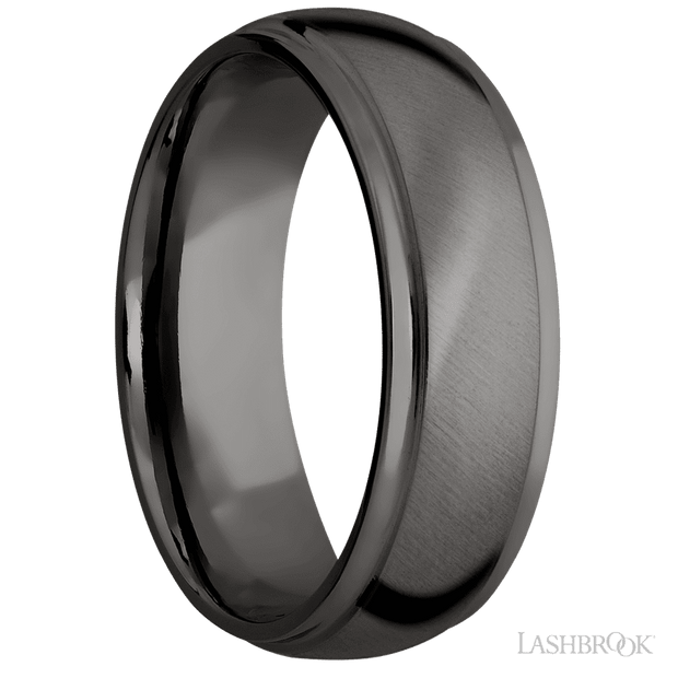 7 mm wide Domed Stepped Down Edges Tantalum Noir band.