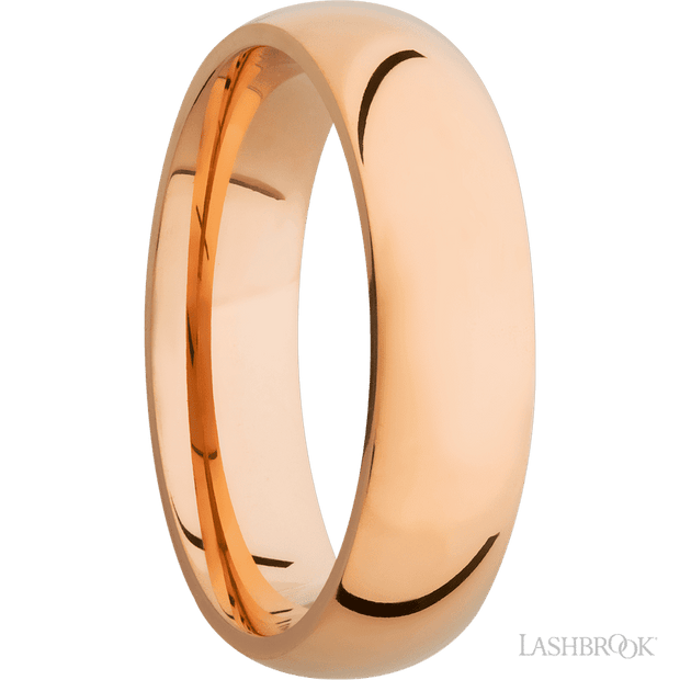 6 mm wide Domed 14K Rose Gold band.