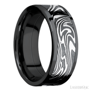 8 mm wide/Flat/Zirconium band with one 6 mm Centered inlay of Kinetic.