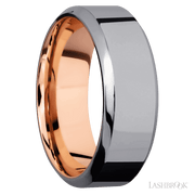 8 mm wide High Bevel Tantalum band featuring a 14K Rose Gold sleeve.