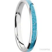 3 mm wide/Domed/Cobalt Chrome band with one 2 mm Centered inlay of Turquoise.