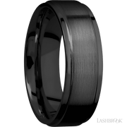 7 mm wide Flat Grooved Edges Zirconium band.