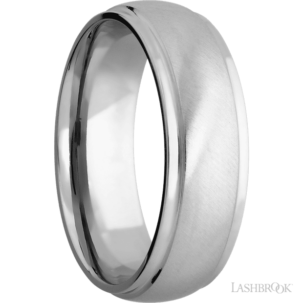 7 mm wide Domed Stepped Down Edges Cobalt Chrome band.