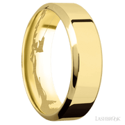 7 mm wide High Bevel 14K Yellow Gold band.