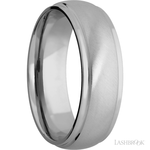 7 mm wide Domed Stepped Down Edges Titanium band.