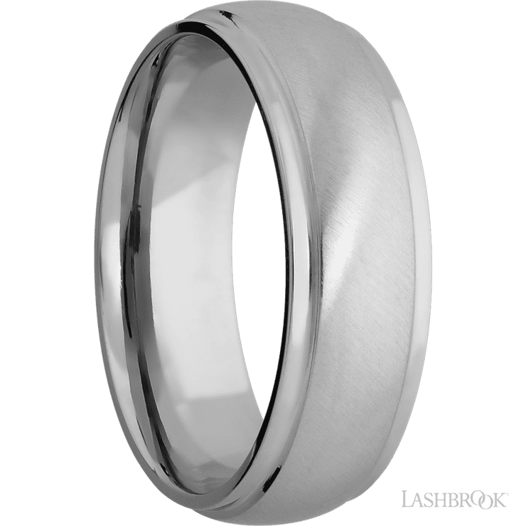 7 mm wide Domed Stepped Down Edges Titanium band.