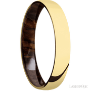 4 mm wide Domed 14K Yellow Gold band featuring a Cocobolo sleeve.